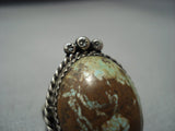 Magnificent Vintage Native American Jewelry Navajo Domed Green Turquoise Sterling Silver Ring Old-Nativo Arts