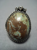 Magnificent Vintage Native American Jewelry Navajo Domed Green Turquoise Sterling Silver Ring Old-Nativo Arts