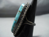 Magnificent Vintage Native American Jewelry Navajo Dramatic Turquoise Sterling Silver Ring Old-Nativo Arts