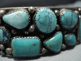 Magnificent Vintage Native American Jewelry Navajo Green Turquoise Sterling Silver Bracelet Old-Nativo Arts