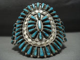 Magnificent Vintage Native American Jewelry Navajo Large Turquoise Sterling Silver Bracelet-Nativo Arts