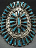 Magnificent Vintage Native American Jewelry Navajo Large Turquoise Sterling Silver Bracelet-Nativo Arts