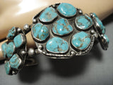 Magnificent Vintage Native American Jewelry Navajo Sterling Silver Intense Turquoise Jim Herald Bracelet-Nativo Arts