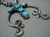 Magnificent Vintage Native American Jewelry Navajo Sterling Silver Turquoise Necklace-Nativo Arts