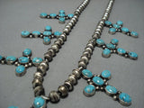 Magnificent Vintage Native American Jewelry Navajo Sterling Silver Turquoise Necklace-Nativo Arts