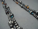 Magnificent Vintage Native American Jewelry Navajo Sterling Silver Turquoise Necklace-Nativo Arts