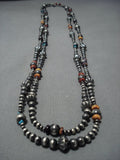 Magnificent Vintage Native American Jewelry Navajo Sterling Silver Turquoise Necklace-Nativo Arts