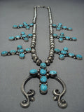 Magnificent Vintage Native American Jewelry Navajo Sterling Silver Turquoise Necklace-Nativo Arts