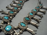 Magnificent Vintage Native American Jewelry Navajo Sterling Silver Turquoise Squash Blossom Necklace Old-Nativo Arts