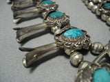 Magnificent Vintage Native American Jewelry Navajo Sterling Silver Turquoise Squash Blossom Necklace Old-Nativo Arts
