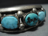 Magnificent Vintage Native American Jewelry Navajo Sterling Silver Vivid Turquoise Bracelet-Nativo Arts