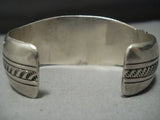 Magnificent Vintage Native American Jewelry Navajo Sterling Silver Zigzag Bracelet Cuff-Nativo Arts