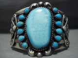Magnificent Vintage Native American Jewelry Navajo Turquoise Sterling Silver Bracelet Cuff Old-Nativo Arts