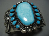 Magnificent Vintage Native American Jewelry Navajo Turquoise Sterling Silver Bracelet Cuff Old-Nativo Arts