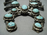 Magnificent Vintage Native American Jewelry Navajo Turquoise Sterling Silver Squash Blossom Necklace-Nativo Arts