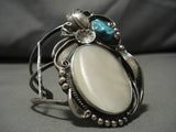 Magnificent Vintage Native American Navajo Domed Shell Sterling Silver Bracelet Old-Nativo Arts
