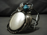 Magnificent Vintage Native American Navajo Domed Shell Sterling Silver Bracelet Old-Nativo Arts