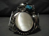 Magnificent Vintage Native American Navajo Domed Shell Sterling Silver Bracelet Old-Nativo Arts