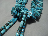 Magnificent Vintage Native American Navajo Graduating Turquoise Sterling Silver Necklace Old-Nativo Arts