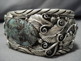 Magnificent Vintage Native American Navajo Green Turquoise Sterling Silver Bracelet Old-Nativo Arts