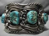 Magnificent Vintage Native American Navajo Massive Turquoise Nuggets Sterling Silver Bracelet-Nativo Arts