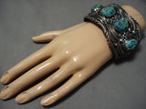 Magnificent Vintage Native American Navajo Massive Turquoise Nuggets Sterling Silver Bracelet-Nativo Arts