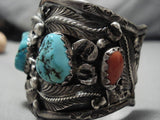 Magnificent Vintage Native American Navajo Massive Turquoise Nuggets Sterling Silver Bracelet-Nativo Arts