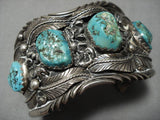 Magnificent Vintage Native American Navajo Massive Turquoise Nuggets Sterling Silver Bracelet-Nativo Arts