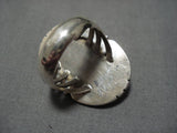 Magnificent Vintage Native American Navajo Pilot Mountain Turquoise Sterling Silver Ring Old-Nativo Arts