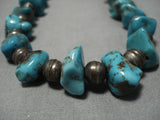 Magnificent Vintage Native American Navajo Royston Turquoise Sterling Silver Necklace Old-Nativo Arts