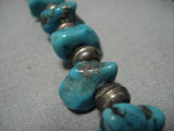Magnificent Vintage Native American Navajo Royston Turquoise Sterling Silver Necklace Old-Nativo Arts