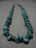 Magnificent Vintage Native American Navajo Royston Turquoise Sterling Silver Necklace Old-Nativo Arts