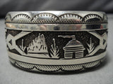 Magnificent Vintage Native American Navajo Sterling Silver Thomas Singer Bracelet Old-Nativo Arts