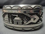 Magnificent Vintage Native American Navajo Sterling Silver Thomas Singer Bracelet Old-Nativo Arts