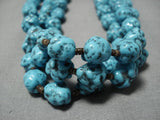 Magnificent Vintage Native American Navajo Sterling Silver Turquoise Necklace Old-Nativo Arts