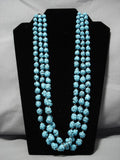 Magnificent Vintage Native American Navajo Sterling Silver Turquoise Necklace Old-Nativo Arts