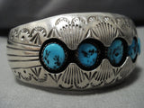 Magnificent Vintage Native American Navajo Turquoise Sterling Silver Bracelet Old Cuff-Nativo Arts