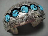 Magnificent Vintage Native American Navajo Turquoise Sterling Silver Bracelet Old Cuff-Nativo Arts