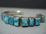 Magnificent Vintage Navajo 17 Turquoise Sterling Native American Jewelry Silver Bracelet Old-Nativo Arts