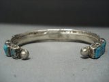 Magnificent Vintage Navajo 17 Turquoise Sterling Native American Jewelry Silver Bracelet Old-Nativo Arts