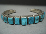 Magnificent Vintage Navajo 17 Turquoise Sterling Native American Jewelry Silver Bracelet Old-Nativo Arts