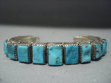 Magnificent Vintage Navajo 17 Turquoise Sterling Native American Jewelry Silver Bracelet Old-Nativo Arts