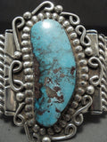 Magnificent Vintage Navajo Blue Diamond Turquoise Native American Jewelry Silver Bracelet Old-Nativo Arts