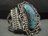 Magnificent Vintage Navajo Blue Diamond Turquoise Native American Jewelry Silver Bracelet Old-Nativo Arts