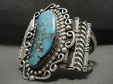 Magnificent Vintage Navajo Blue Diamond Turquoise Native American Jewelry Silver Bracelet Old-Nativo Arts