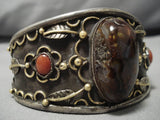 Magnificent Vintage Navajo Fire Agate Sterling Silver Native American Bracelet-Nativo Arts