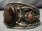 Magnificent Vintage Navajo Fire Agate Sterling Silver Native American Bracelet-Nativo Arts