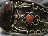Magnificent Vintage Navajo Fire Agate Sterling Silver Native American Bracelet-Nativo Arts