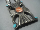 Magnificent Vintage Navajo Native American Jewelry jewelry Spiny Oyster Sterling Silver Sun Ray Necklace-Nativo Arts