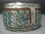 Magnificent Vintage Navajo Native American Jewelry jewelry Turquoise Sterling Silver Bracelet-Nativo Arts
